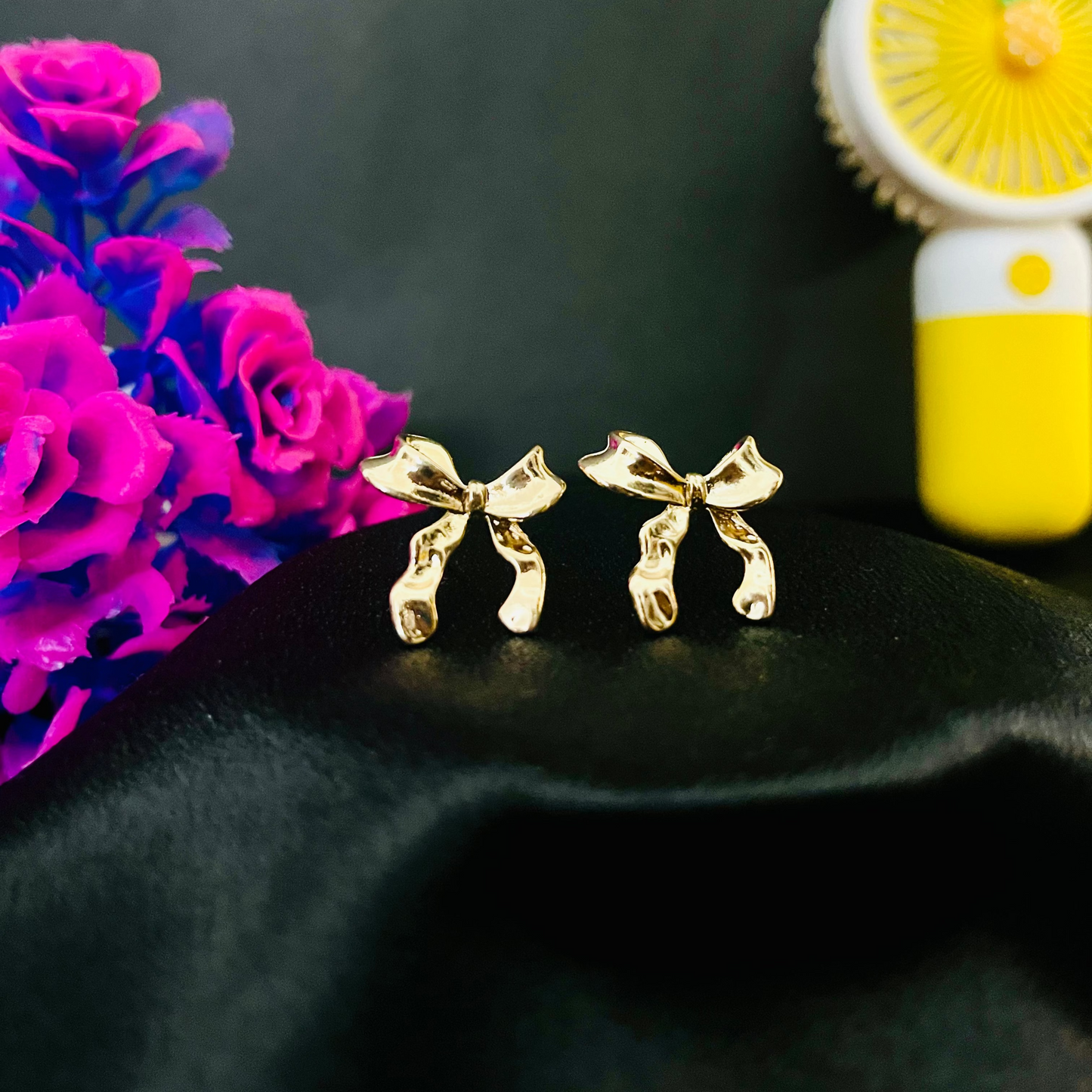 Minimal Golden Bow Stud Earrings | Elegant Everyday Jewelry