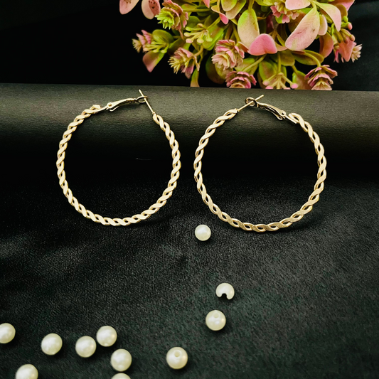 Golden Twisted Hoop Earrings | Classic Everyday Hoops for Women