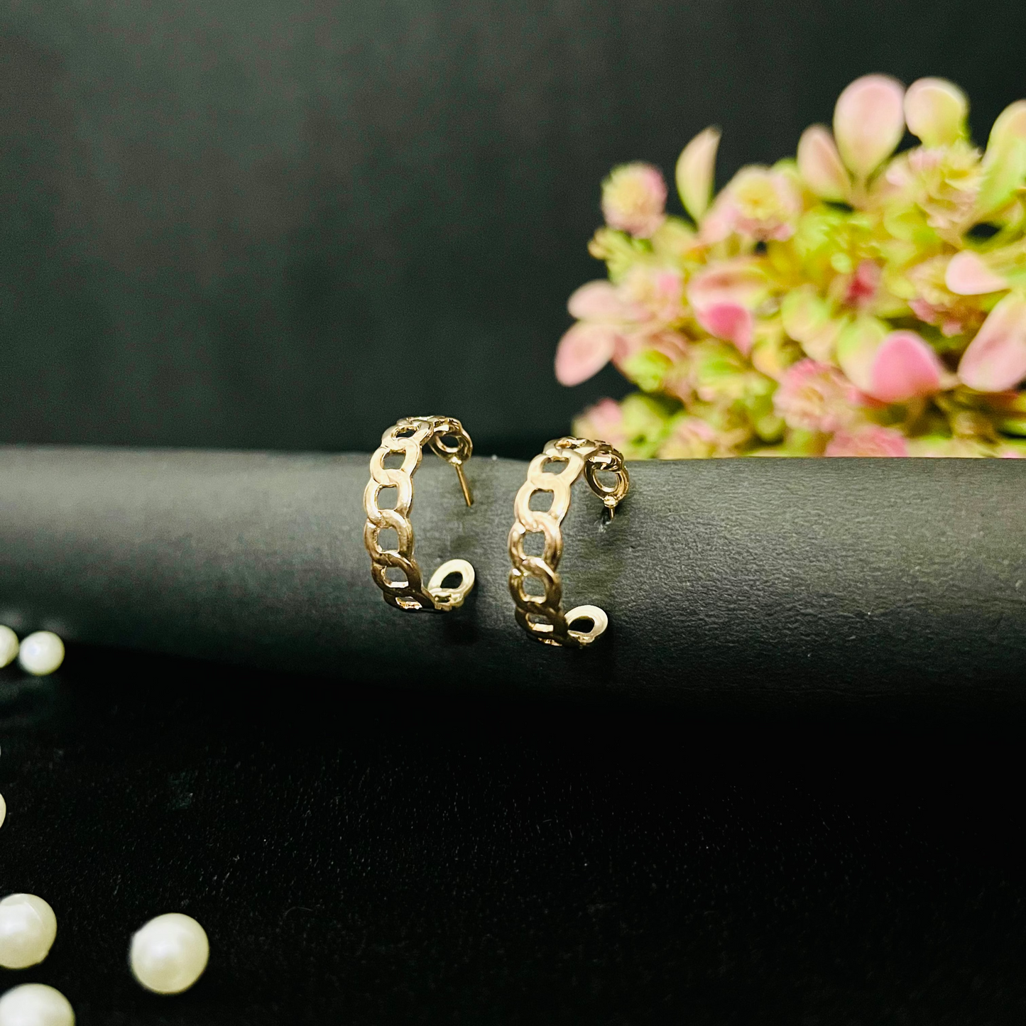 Golden Chain-Link Hoop Earrings | Trendy Modern Jewelry