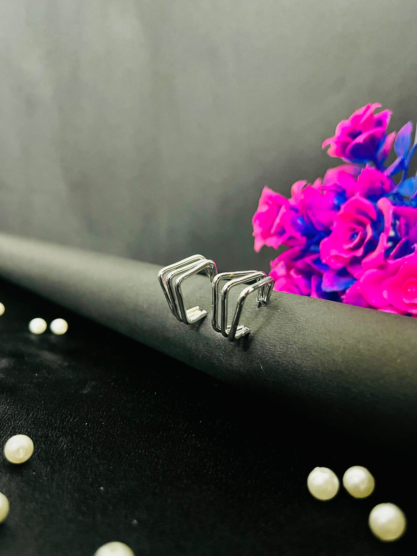 Geometric Layered Silver Hoop Earrings | Bold Modern Statement Jewelry