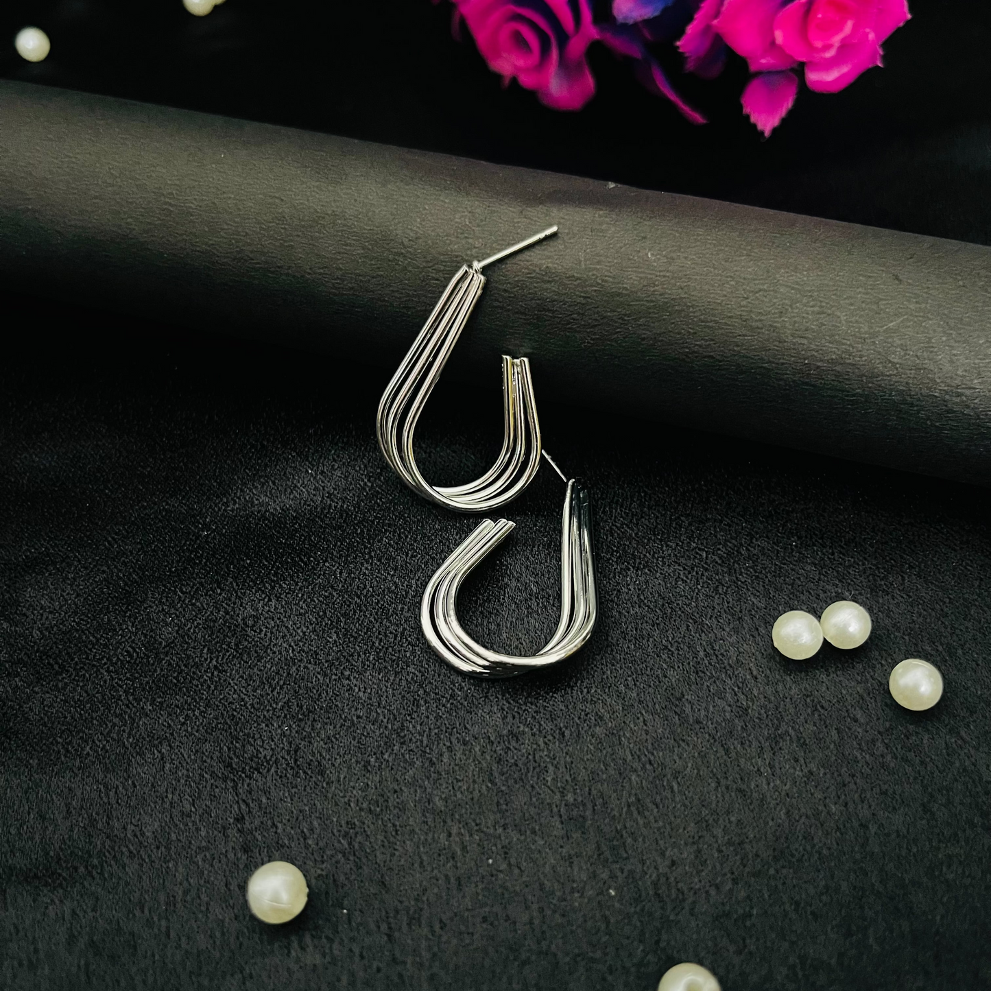 Modern Teardrop Silver Hoop Earrings | Sleek Contemporary Jewelry
