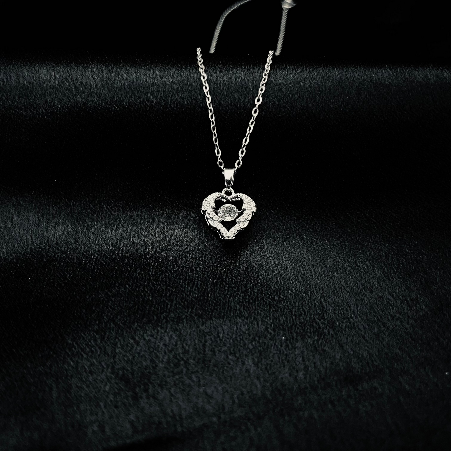 Sparkling Heart Pendant Necklace with Crystal Centerpiece