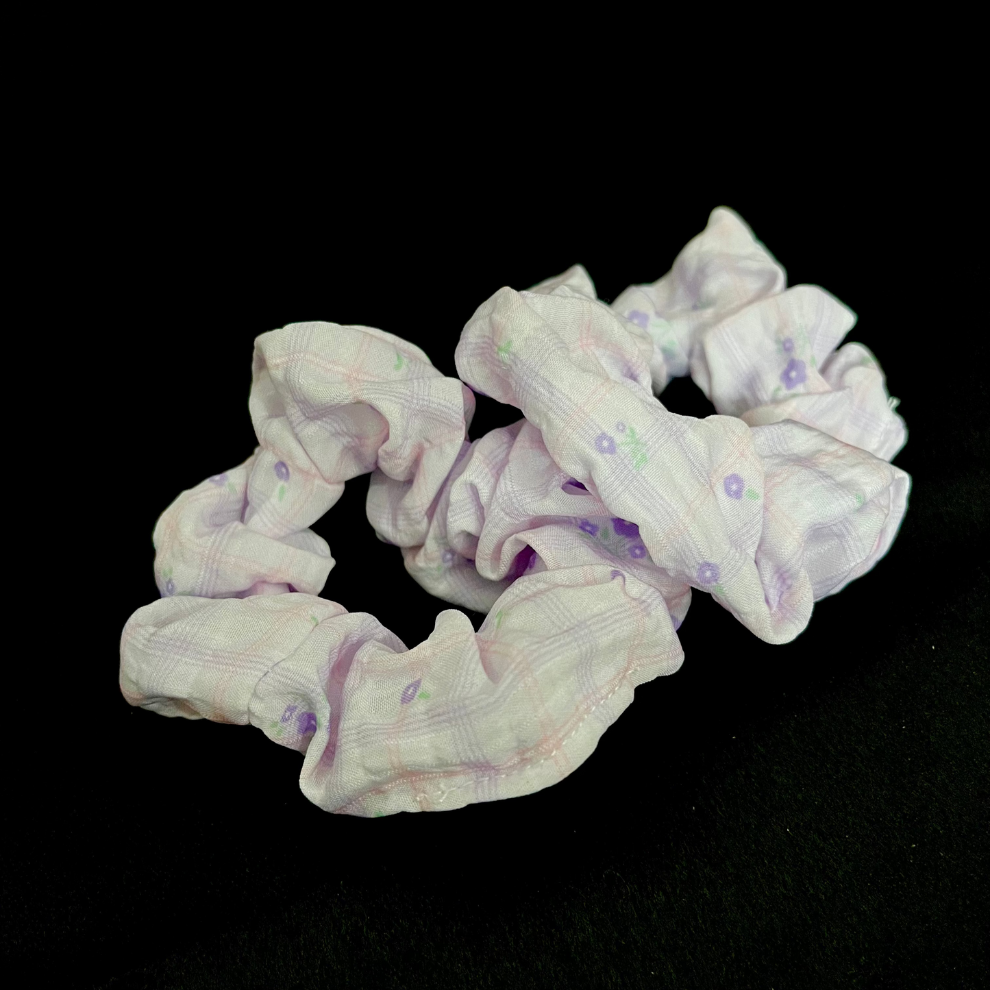 Pack of 2 Pastel Floral Scrunchies – Soft Fabric Hair Ties for Girls & Women