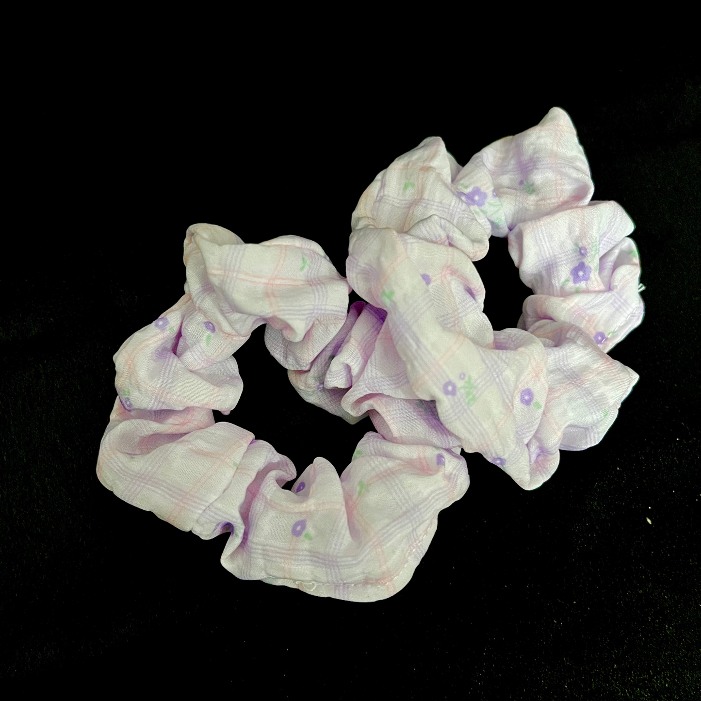 Pack of 2 Pastel Floral Scrunchies – Soft Fabric Hair Ties for Girls & Women