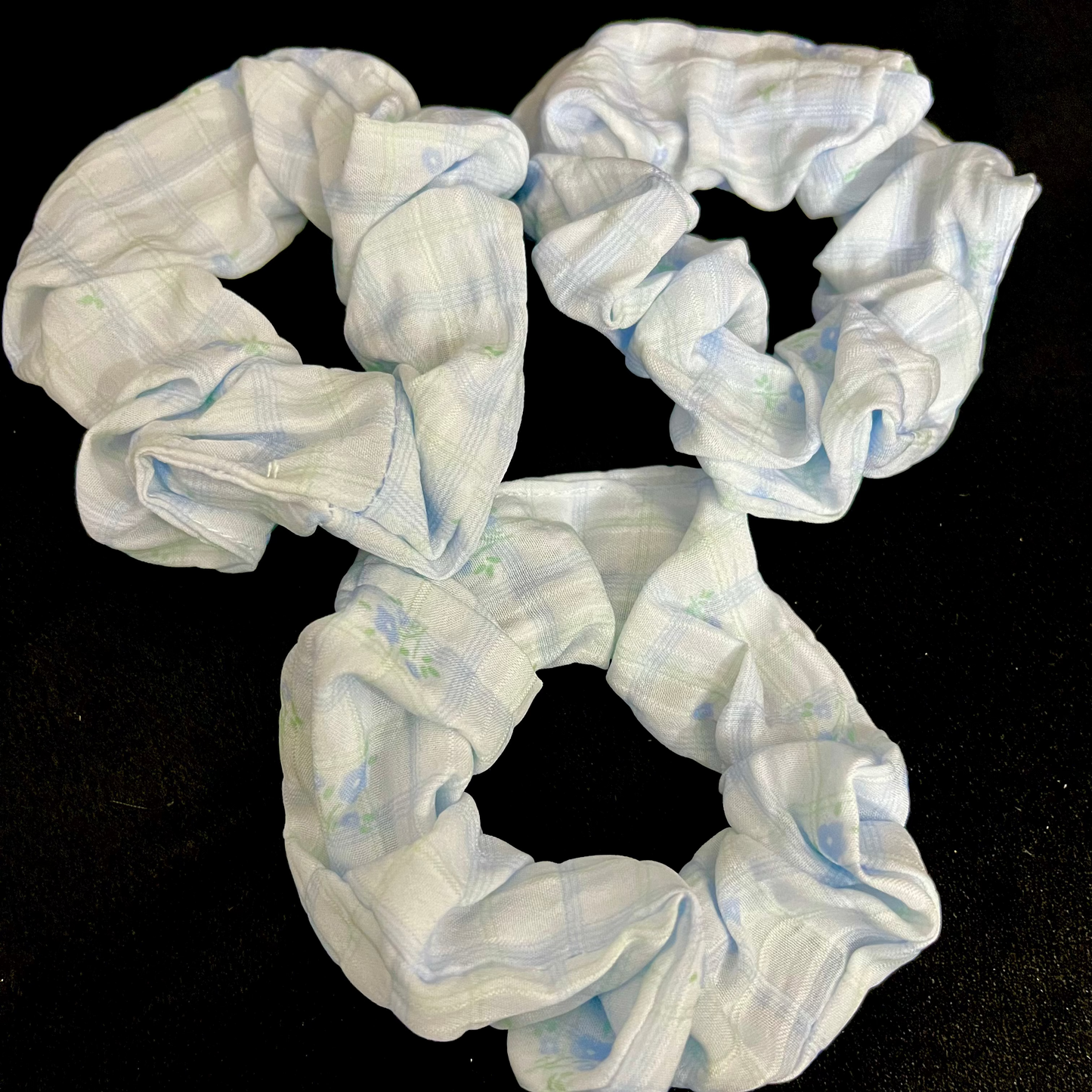 Pack of 2 Pastel Floral Scrunchies – Soft Fabric Hair Ties for Girls & Women