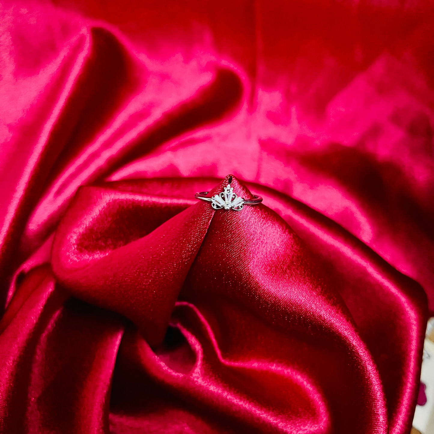 Silver Crown Design Ring with Crystal Detailing Adjustable Women’s Fashion Jewellery