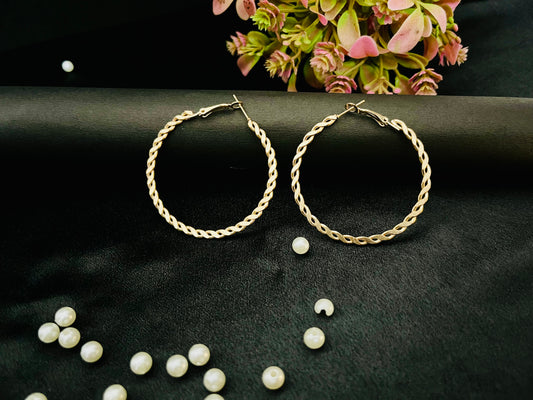 Golden Twisted Hoop Earrings | Classic Everyday Hoops for Women
