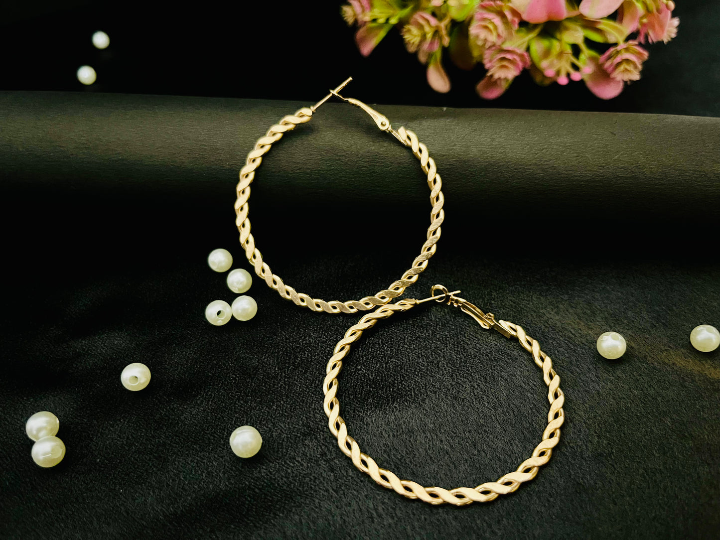 Golden Twisted Hoop Earrings | Classic Everyday Hoops for Women