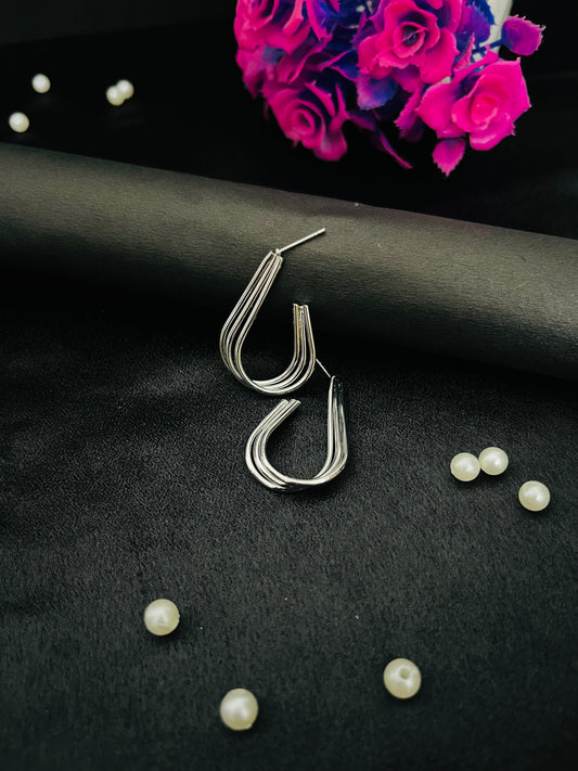 Modern Teardrop Silver Hoop Earrings | Sleek Contemporary Jewelry
