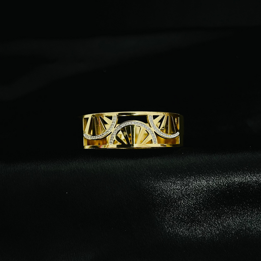 Luxury Gold-Plated Bracelet with Geometric Cutout & Crystal Detailing