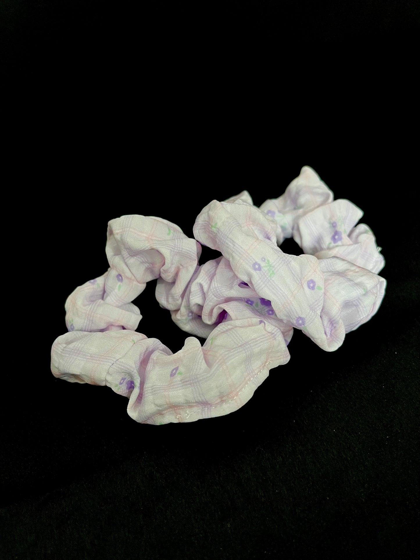Pack of 2 Pastel Floral Scrunchies – Soft Fabric Hair Ties for Girls & Women