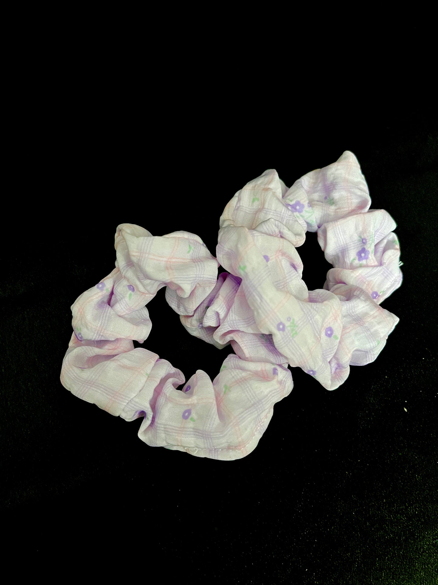 Pack of 2 Pastel Floral Scrunchies – Soft Fabric Hair Ties for Girls & Women