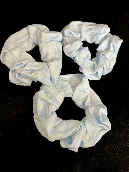 Pack of 2 Pastel Floral Scrunchies – Soft Fabric Hair Ties for Girls & Women