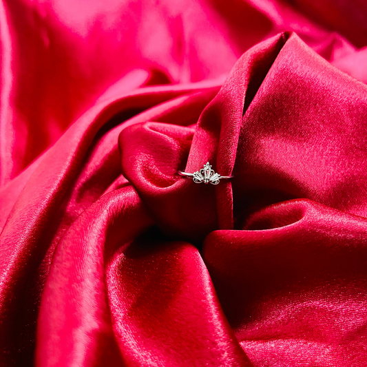 Silver Crown Design Ring with Crystal Detailing Adjustable Women’s Fashion Jewelry