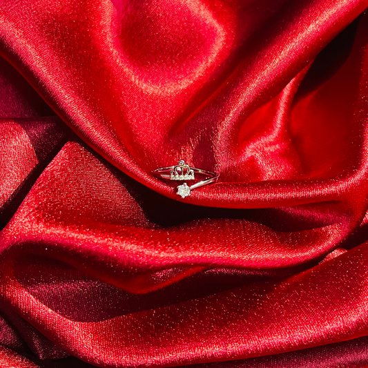 Silver Crown and Solitaire Design Ring Adjustable Crystal Women’s Fashion Jewelry