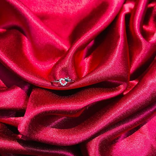 Silver Crown Heart Adjustable Ring – Romantic Royal Jewelry