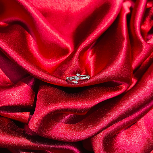 Silver Starry Crystal Adjustable Ring – Elegant Celestial Jewelry